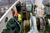 Scotland - Kennacraig - Argyll - Seaman operating the winch onboard the MV Hebridean Isles preparing to leave port, Scotland outbound for the Isle of Islay. Ferry is operated by Caledonian MacBrayne. - photo by C. McEachern