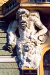 Serbia - Vojvodina - Subotica: the library - balcony - corbel detail - photo by M.Torres