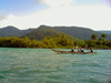 Guma River, Freetown Peninsula, Sierra Leone: wooden boat on the Guma River at River No.2 Beach - photo by T.Trenchard