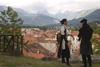 Slovenia - Kamnik Medieval Festival - swordsmen, the town and the Kamnik alps - photo by I.Middleton