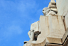 Madrid, Spain: Cervantes monument - the writer sits and inspects the horizon - Plaza de Espaa - monumento a Miguel de Cervantes - photo by M.Torres