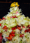 Kandy, Central province, Sri Lanka: flowers for the Buddha - Sri Dalada Maligawa - Temple of the Sacred Tooth Relic - photo by M.Torres