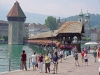 Switzerland / Suisse / Schweiz / Svizzera - Luzern / Lucerne / Lucerna (Luzern canton / Urschweiz: covered bridge - Kappelbrucke - Lake of the four cantons - Veirwaldstatter See - Rathausquai (photo by Christian Roux)