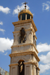 Damascus / Damasco: St Mary's Greek orthodox church - campanile - Cathedral of the Dormition of the Virgin Mary - Ancient City of Damascus - Unesco World Heritage site - photo by M.Torres