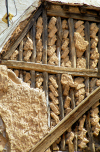 Damascus, Syria: timber, bricks and mud - old construction methods on display in a dilapidated building - Via Recta - houses of Damascus - photographer: M.Torres