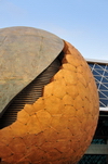 Taipei, Taiwan:  Tai Chi Symbol, the Yin and Yang, with interlocking semi-spheres, in front of  Terminal 2 of Taiwan Taoyuan International Airport - photo by M.Torres