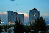 Turkmenistan - Ashghabat: residential buildings - dusk - photo by G.Karamyanc