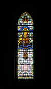 Kampala, Uganda: St. Paul's Anglican Cathedral - stained glass window honoring king George V and bearing his coat of arms - photo by M.Torres