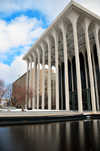 Minneapolis, Minnesota, USA: ING Reliastar Building, formerly Northwestern National Life Insurance Building - columns and reflecting pool - architect Minoru Yamasaki - 20-32 Washington Avenue South, Gateway District, Downtown West - photo by M.Torres