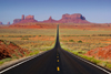 Monument Valley / Ts Bii' Ndzisgaii, Utah, USA: Monument Pass - looking south on U.S. Route 163 - classic road picture - Navajo Nation Reservation - photo by A.Ferrari