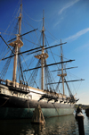 Baltimore, Maryland, USA: single-gundeck sloop-of-war USS Constellation - used to disrupt European trade on the African coast, attacked civilan ships but never faced other armed ships - starboard view - Baltimore Maritime Museum - Inner Harbor - photo by M.Torres