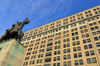 Wilmington, Delaware, USA: Rodney Square -  DuPont building and the statue of Caesar Rodney, a signer of the Declaration of Independence and President of Delaware - photo by M.Torres