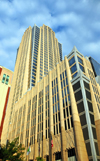 Charlotte, North Carolina, USA: Hearst Tower seen from ground level - North Tryon Street - architects Smallwood, Reynolds, Stewart, Stewart & Associates - photo by M.Torres