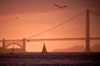 San Francisco (California): Golden Gate bridge at sunset - suspension bridge - part of US Highway 101 and California State Highway 1 - the brainchild of Joseph Strauss (photo by F.Rigaud)