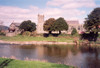 Wales - Llanwrst / Llanwryst, Conwy county: riverside - church of St Gewst's and the Conwy river - photo by A.Baptista