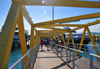 Stone Town, Zanzibar, Tanzania: ferry terminal - bridge - passengers leave for Dar Es Salaam - Malindi area - photo by M.Torres